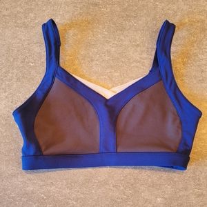 Fabletics Sports Bra High Support Adjustable Straps Color Block Blue Gray Small